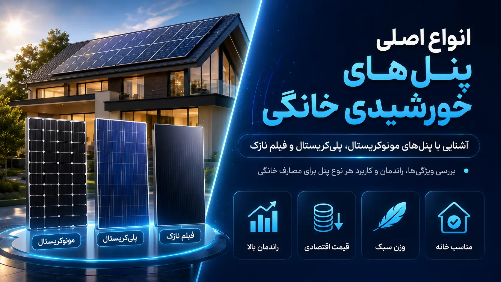 انواع پنل خورشیدی خانگی